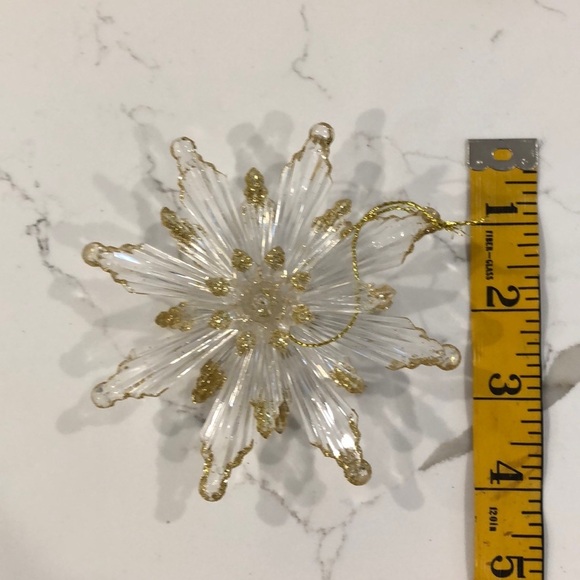 🎄Vintage acrylic plastic starsnowflake Christmas ornaments set (7) clear gold - Picture 3 of 10